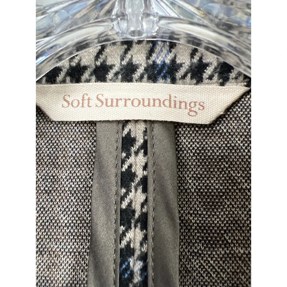 Soft Surroundings Houndstooth Jacket Womens M Brown Plaid Knit Pleated Coat